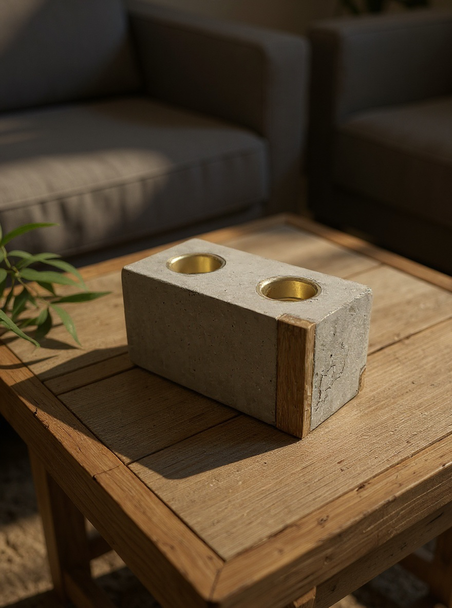 Doppel - Teelichthalter aus Beton