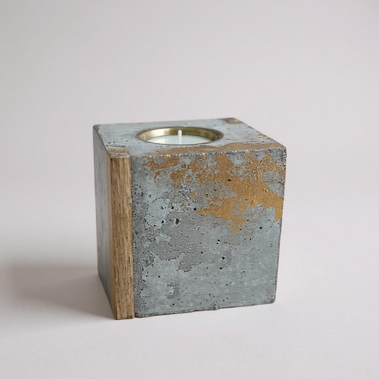 Teelicht Halter aus Beton / Gold
